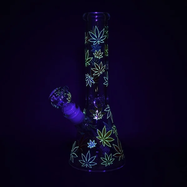 Pulsar Rainbow Leaf Glow Beaker Bong - Image 3
