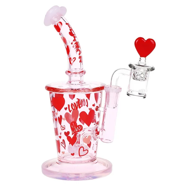 Pulsar Valentine's Love Hearts Glass Dab Rig Set - 8.5" / 14mm F - Image 2