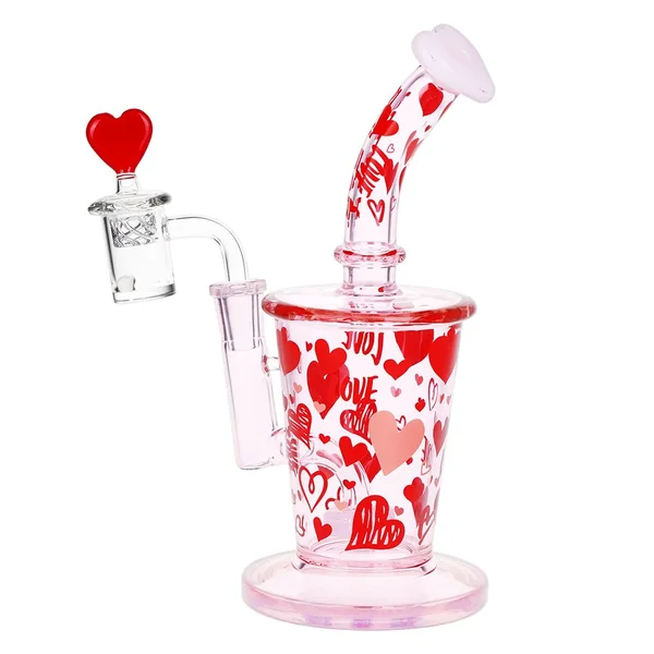 Pulsar Valentine's Love Hearts Glass Dab Rig Set - 8.5" / 14mm F - Image 3