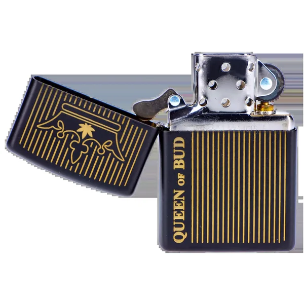 Queen of Bud Black Obsidian Vertical Flame Zippo - Image 2