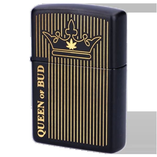 Queen of Bud Black Obsidian Vertical Flame Zippo - Image 3