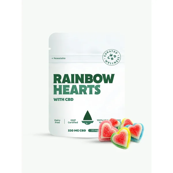 Rainbow Hearts 32mg CBD Gummy | 10 Pieces | 320mg CBD