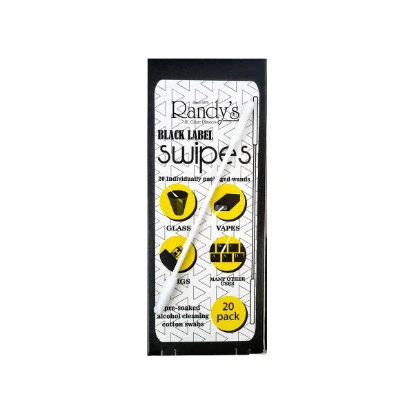 Randy's Black Label Swipes Pre-Soaked Alcohol Cleaning Cotton Swabs 20pk - Image 2