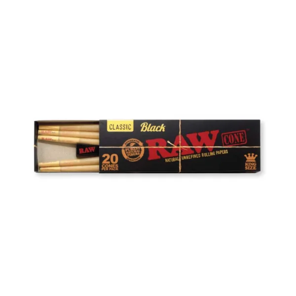 Raw Black Classic King Size Cones – 20 Pack