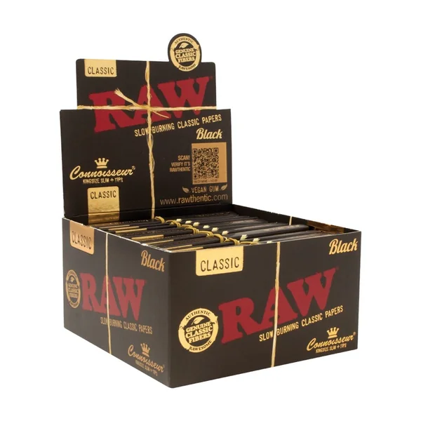 RAW Black Connoisseur Rolling Papers w/ Tips