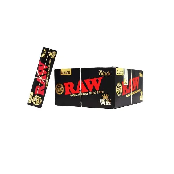 RAW Black King Size Wide Rolling Papers - 50pk Box