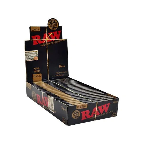 RAW Classic Black 1 1/4" Rolling Papers - 24pk Box