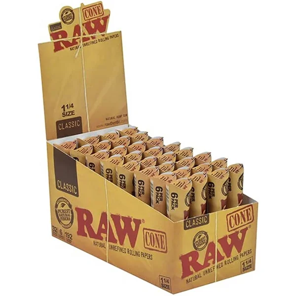 Raw Cone Rolling Papers (32ct)-1 1/4 Size 6pk