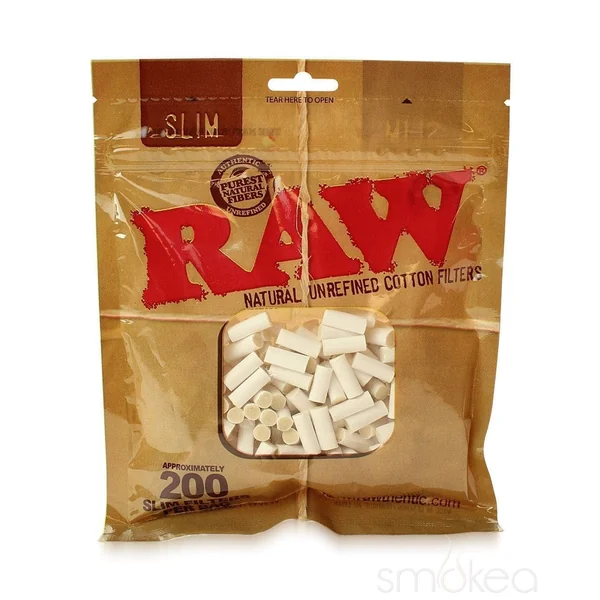 Raw Natural Unrefined Slim Cotton Filters (200-Pack)