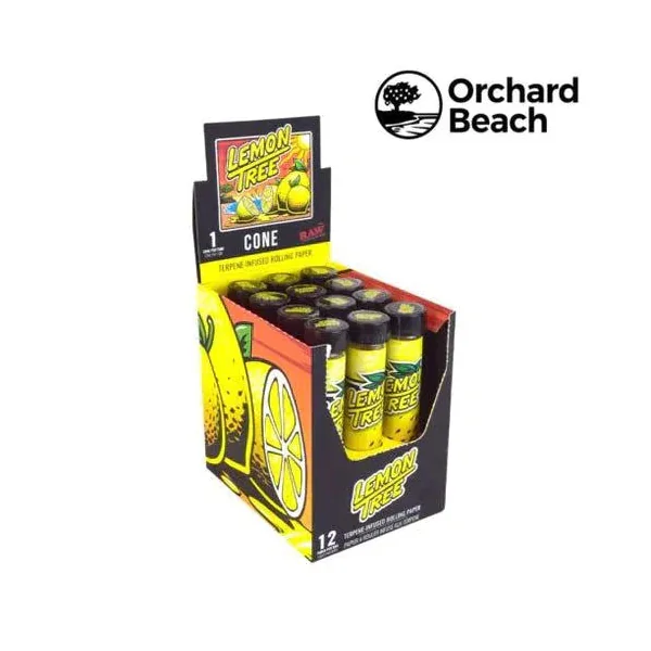RAW x Orchard Beach | Lemon Tree Terpene Infused Pre-Rolled Cone | King Size 12pk