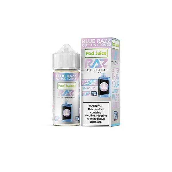 RAZ Blue Razz Cotton Clouds 100ml by Pod Juice $8.10