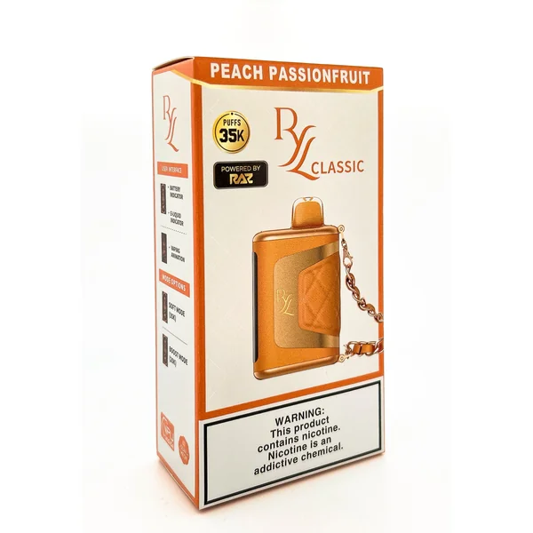 RAZ RYL DISPOSABLE / PEACH PASSIONFRUIT / 50MG / 16.5ML / 35K PUFFS