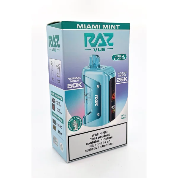 RAZ VUE 50K DISPOSABLE POD / MIAMI MINT / 50MG / 13ML / 50K PUFFS