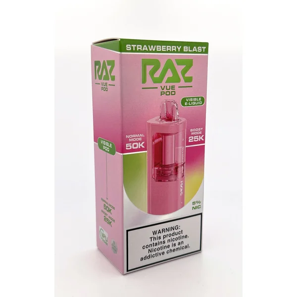 RAZ VUE 50K DISPOSABLE POD / STRAWBERRY BLAST / 50MG / 13ML / 50K PUFFS