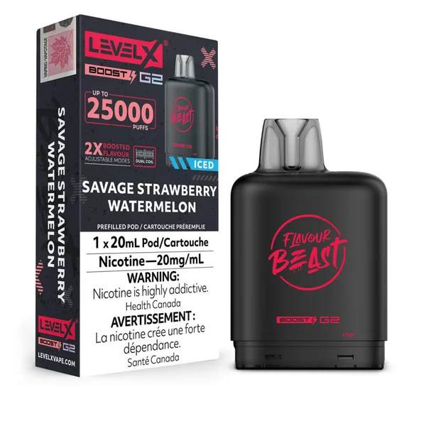 Savage Strawberry Watermelon Iced Flavour Beast Boost G2 Level X Pod | VapeLoft