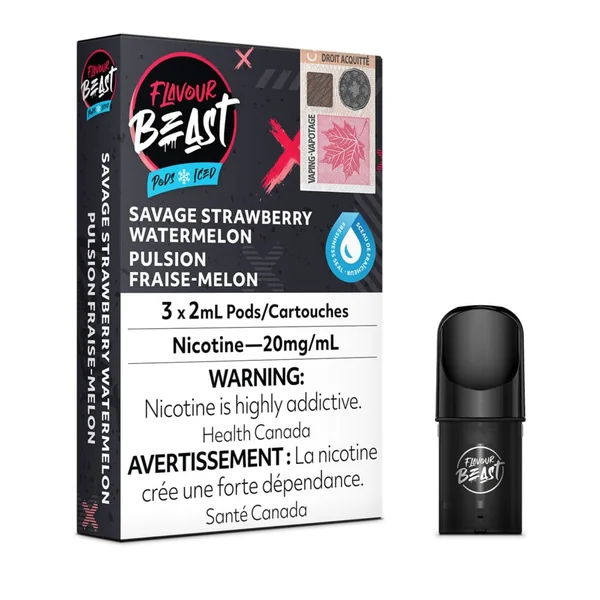 Savage Strawberry Watermelon Iced Flavour Beast Pods | 3 Pack | VapeLoft