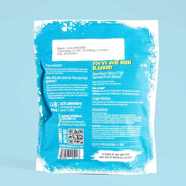 Slap! Blue Raspberry Indica THC Gummies | 10 pack - Image 3