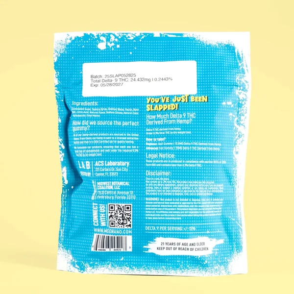 Slap! Blue Raspberry Indica THC Gummies | 20 pack - Image 3