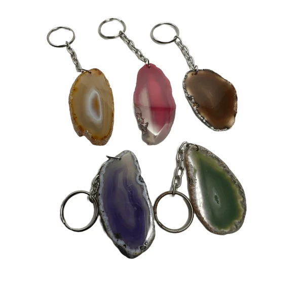 Sliced Geode Agate Keychain