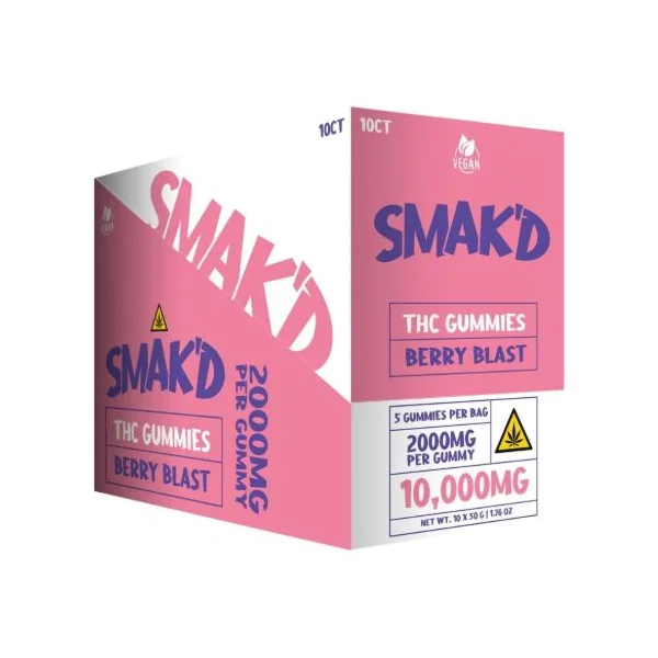 Smak'd 5ct Vegan THC Gummies - 10,000mg (5x2,000mg)