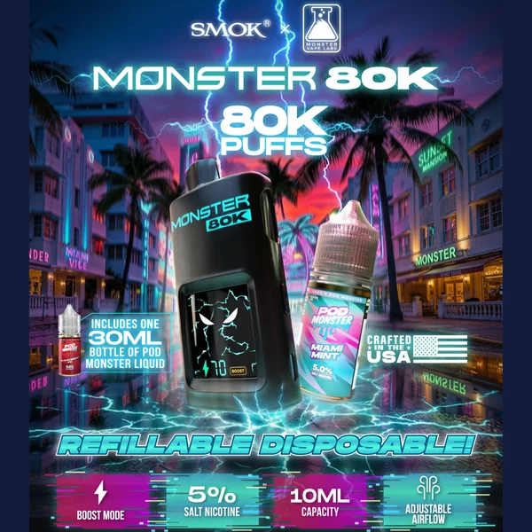 Smok Monster 80k Puffs Refillable Disposable Vape Device - Image 2