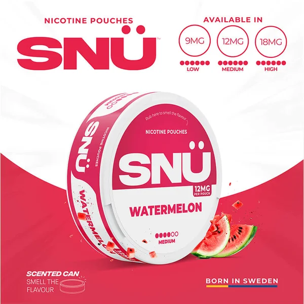 SNU Watermelon Nic Pouches by Bar Juice - Image 4