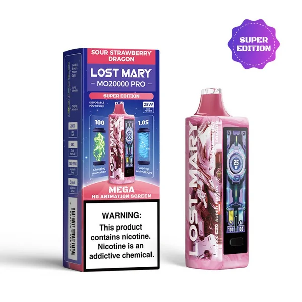Sour Strawberry Dragon Lost Mary MO20000 Vape