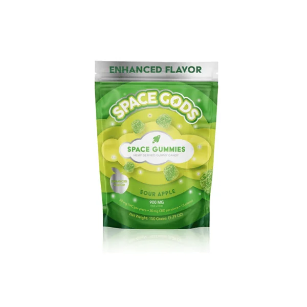 Space Gods Mega Dose Space Gummies 900mg THC + CBD - Sour Apple $15.99