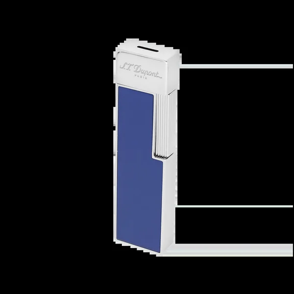 S.T. Dupont Twiggy Lighter - Blue Lacquer & Chrome - Image 2