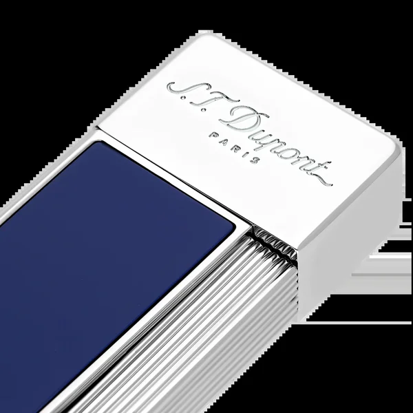 S.T. Dupont Twiggy Lighter - Blue Lacquer & Chrome - Image 4