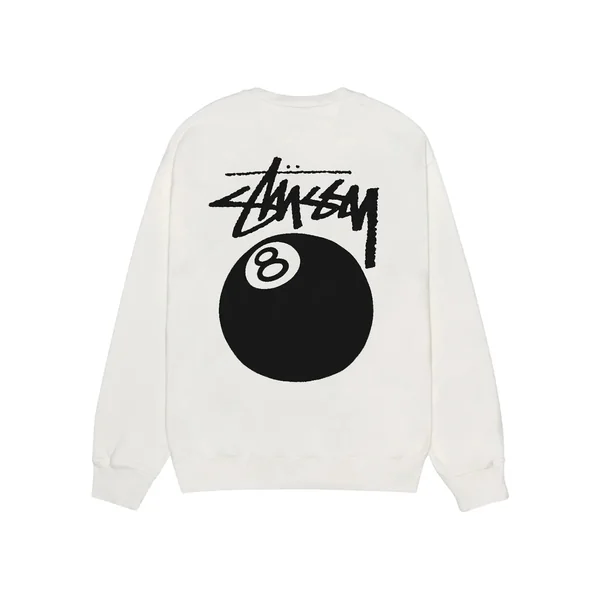 Stussy Crewneck 8 ball white