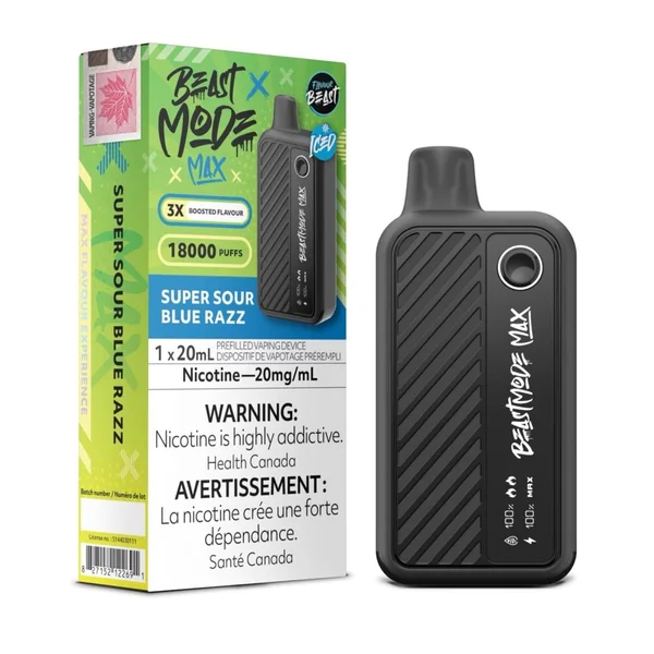 Super Sour Blue Razz Flavour Beast Mode Max | 18K Puffs - VapeLoft