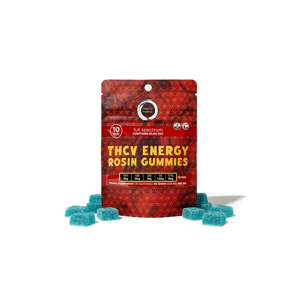 THCV Energy Rosin Gummies: Full-Spectrum 10mg THCV / 20mg CBD / 1.25mg THC