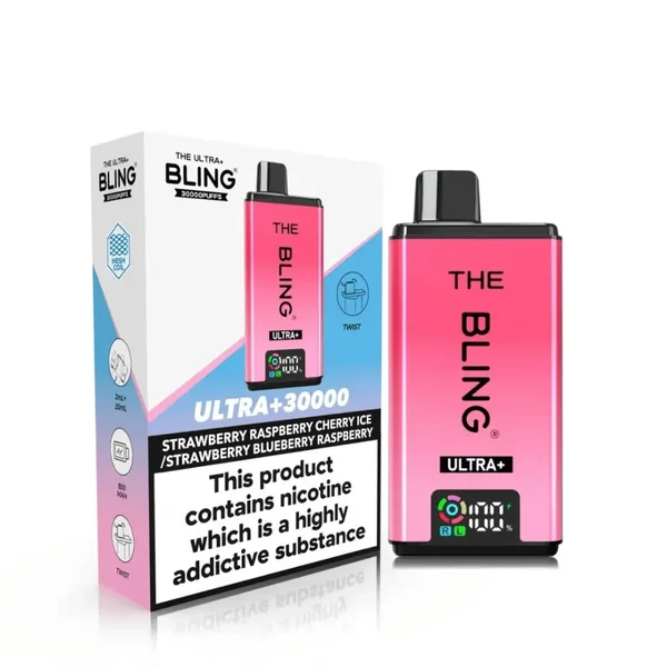 The Bling Ultra Plus 30K Vape Kit Strawberry Raspberry Cherry Ice / Strawberry Blueberry Raspberry