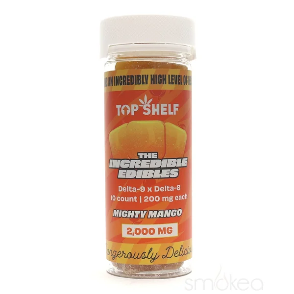 Top Shelf Hemp 2000mg Delta 8 x Delta 9 Incredible Edibles - Mighty Mango