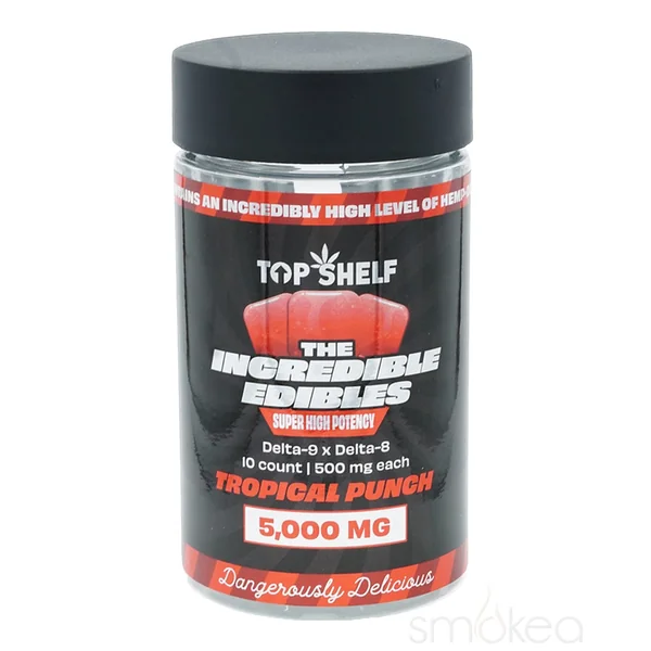 Top Shelf Hemp 5000mg Delta 8 x Delta 9 Incredible Edibles - Tropical Punch