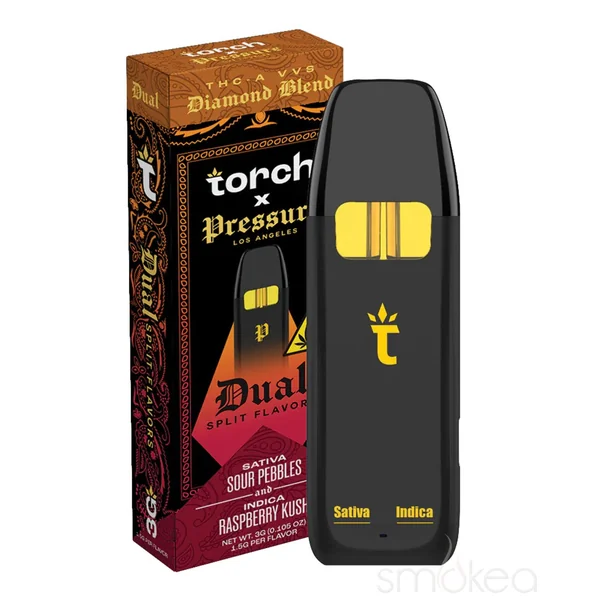 Torch x Pressure Dual THCA Diamond Blend Vape - Sour Pebbles x Raspberry Kush