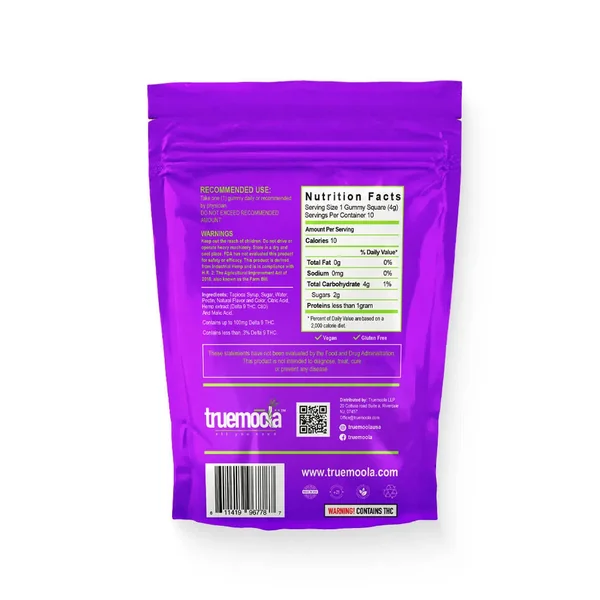 Truemoola Live Resin Infused Indica Micro Dose D9/CBD Gummies - Image 2