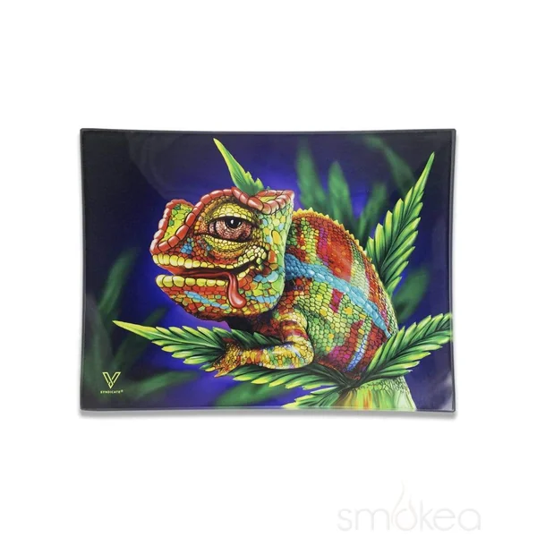 V Syndicate "Cloud 9 Chameleon" Glass Rolling Tray - Image 4