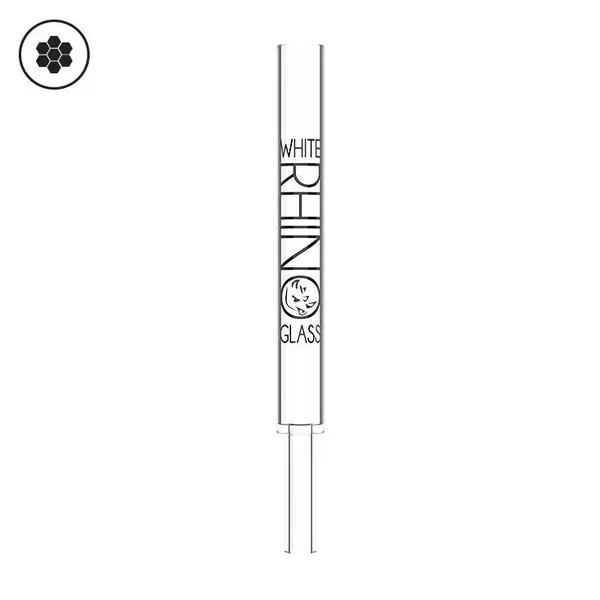 White Rhino Pyrex Glass Straw V2 With Black Silicone Cap 1pic - Image 3