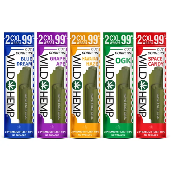 XL Hemp Wraps w/ Cut Corner Design (50 Wraps per Box)