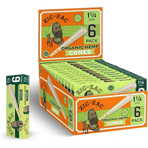 Zig Zag Organic Hemp Cones 1¼ Size 6ct (24/pack)