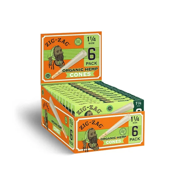 Zig Zag Organic Hemp Cones 1¼ Size 6ct (24/pack) - Image 2