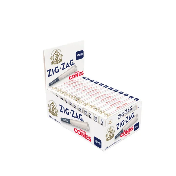 ZIG ZAG PRE-ROLLED CONES (24 PK) - WHITE - MINI CONE