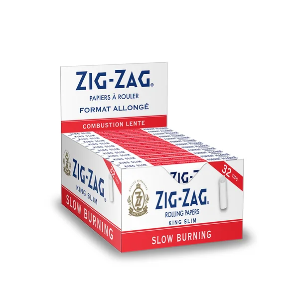 ZIG ZAG ROLLING PAPERS WITH TIPS (24 BOOKLETS) - WHITE - KING SLIM