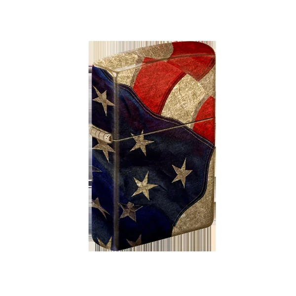 Zippo Lighter - All over American Flag Brass Finish
