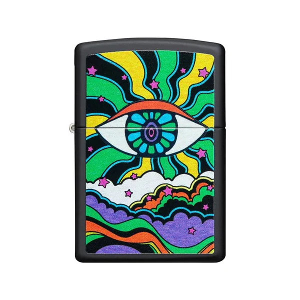 Zippo Lighter - Black Light Eye Design