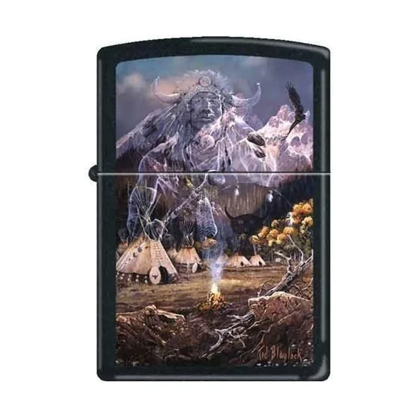 Zippo Lighter - Blaylock Spirit of the Flame Black Matte