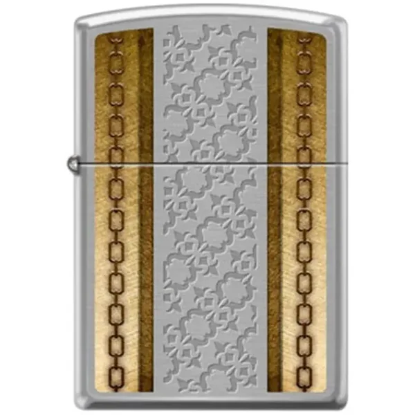 Zippo Lighter - Chains With Deep Etching Brushed Chrome