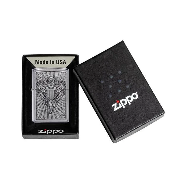 Zippo Lighter - Eagle Shield Emblem Street Chrome Design - Image 2